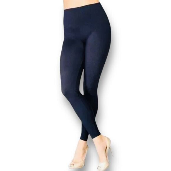 Spanx 1X Blue Denim Wash Seamless Leggings Love Your Assets Slimming NWT - Picture 1 of 8